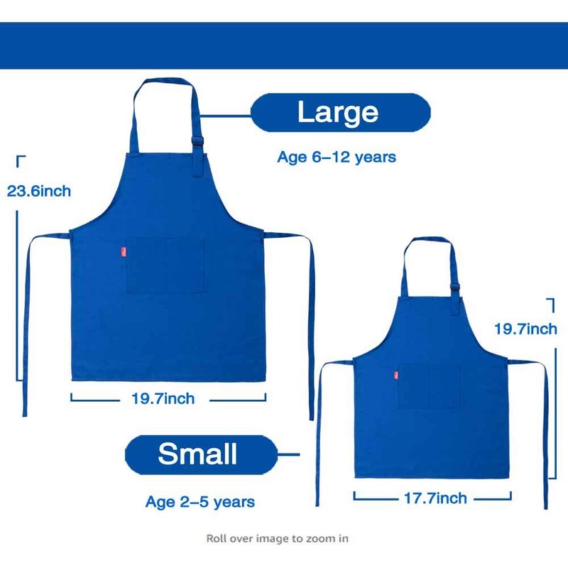 ALIPOBO Kids Apron and Chef Hat Set, Children's Adjustable Bib Apron with 2 Pockets. Cute Boys Girls Kitchen Apron for Cooking, Baking, Painting, Training Wear (2-5 Year, Blue) - Image 4